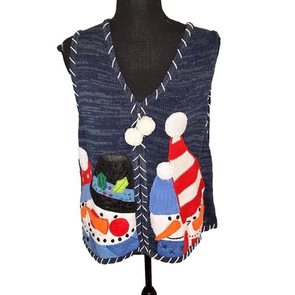 Christmas Snowman Sweater Vest Carolina Colours - Picture 1 of 7